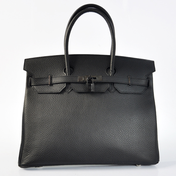 H35LSBB Hermes Birkin 35CM pelle Clemence in nero con nero